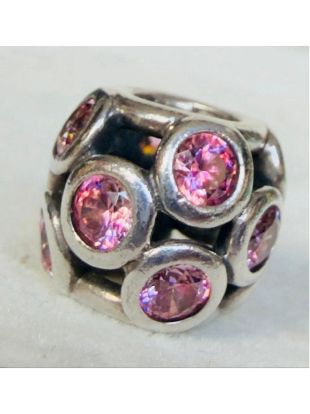 Genuine Pandora "Bedazzled" Openwork Charm Salmon Zirconia - 791153CZS - retired